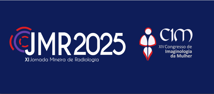Logotipos da JMR 2025 (XI Jornada Mineira de Radiologia) e CIM (XIV Congresso de Imaginologia da Mulher). Eventos chave para inovação em software radiológico, tendências em IA em radiologia, e desenvolvimento de PACS e Viewer DICOM.